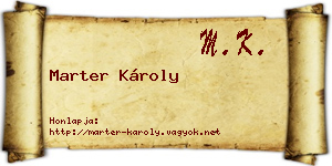 Marter Károly névjegykártya